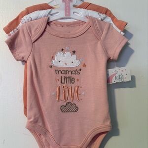 3pack Little Me Pink and Orange Baby Onesies